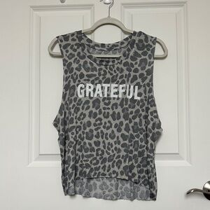 Grayson Threads “Grateful” Muscle Tee in Leopard Print, Size L